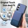 For Samsung Galaxy A22 5G Twill Fabric Leather Vertical Flip RFID Card Bag Phone Case(Blue)