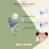 Female Sterling Silver Open Diamond Ring Mermaid Foam Pearl Ring