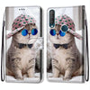 For Alcatel 1S (2020) / 3L (2020) Coloured Drawing Cross Texture Horizontal Flip PU Leather Case with Holder & Card Slots & Wallet & Lanyard(Slant Hat Blue Mirror Cat)