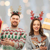 Bell Antler Headdress Christmas Ball Party Decoration Headband(Red)