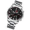 FNGEEN 5757 Men Waterproof Sports Fashion Stainless Steel Watch(White Steel Black Surface)