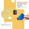 For Samsung Galaxy M05 / F05 Integrated Card Bag Solid Color Liquid Silicone Phone Case with Lanyard(Yellow)
