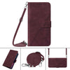 For Samsung Galaxy A73 5G Crossbody 3D Embossed Flip Leather Phone Case(Wine Red)