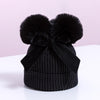 MZ7153 Double Wool Ball Bowknot Children Knitted Hat With Cotton Warm Baby Hat, Size: About 6-36 Months(Black)