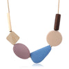 Colorful Resin Beads Statement Necklace Women Multicolor Wood Necklaces Pendants(Blue)