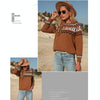 Fall Winter Women Knitted Long Sleeve Sweater Pullover, Size:M(Brown)