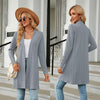 Autumn And Winter Women Button Long Sleeve Loose Cardigan Jacket, Size: XL(Gray Blue)