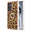 For Samsung Galaxy S25 Ultra 5G Electroplating Dual-side IMD Phone Case with Ring Holder(Leopard Print)