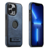 For iPhone 13 Pro Suteni G2 Holder Denim Leather Back MagSafe Phone Case(Blue)