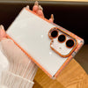 For Samsung Galaxy S25 5G Transparent Phone Case with Lens Film(Orange)
