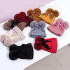 MZ7153 Double Wool Ball Bowknot Children Knitted Hat With Cotton Warm Baby Hat, Size: About 6-36 Months(Gray)