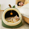 Cosy Semi-Enclosed Pet Bed (S, Yellow) - Cat & Dog Kennel Pad