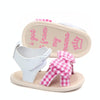 Bow Plaid Soft Weave Crib Anti-Slip Baby Girls Summer Shoes Anti-Slip Single Sandals, Size:13(Blue)