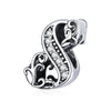 S925 Sterling Silver Relief Number Series 0-9 Beads DIY Bracelet Necklace Accessories, Style:8
