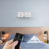 Modern 3D LED Sound Control Colorful Digital Alarm Clock Adjust Brightness Electronic Wall Glowing Hanging Clock with Remote Control(White)