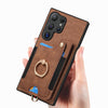 For Samsung Galaxy S25 Ultra 5G Retro Skin-feel Ring Multi-card Wallet Phone Case(Brown)