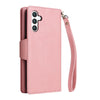 For Samsung Galaxy S25 5G Rivet Buckle 9 Cards Three Fold Leather Phone Case(Rose Gold)