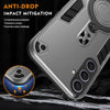 For Samsung Galaxy S25+ 5G Metal Ring 360 Degree Rotating Holder PC Hybrid TPU Phone Case(Silver Grey)