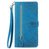 For Xiaomi Redmi K70 Embossed Flower Zipper Leather Phone Case(Blue)