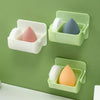 4pcs Powder Puff Egg Storage Box Breathable Wall Mounted Plastic Case(Green)