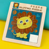 2 PCS Cartoon Animal Double-Sided Klotski Puzzle Children Wooden Toy Early Education Jigsaw Puzzle( Lion)