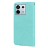 For Xiaomi Redmi Note 13 4G Rose Embossed Flip PU Leather Phone Case(Green)