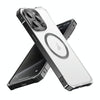 For iPhone 15 Pro Irregular Alloy Frame Fosted Translucent MagSafe Phone Case(Black)