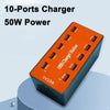A5B 50W 10 Ports USB Smart Charging Station with Indicator Light(EU Plug)