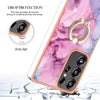 For Samsung Galaxy S25 Ultra 5G Electroplating Marble Dual-side IMD Phone Case with Ring(Pink 013)