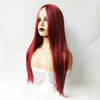 Centre-parted Long Straight Wig Headgear for Women(Wine Red)
