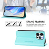 For iPhone 15 Pro RC01 Dual-Folded Magnetic Suction RFID Leather Phone Case(Mint Green)
