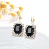 Square Crystal Necklace Earrings Ring For Women Jewelry Sets(Black)