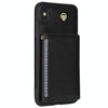 For iPhone XR Three Fold Card Bag Phone Case with Long Lanyard(Black)