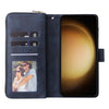 For Samsung Galaxy S25+ 5G 9-Card Slots Zipper Wallet Bag Leather Phone Case(Blue)