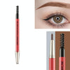 GECOMO Automatic Rotation Double-Headed Eyebrow Pencil With Eyebrow Card And Replacement Refills Waterproof And Non-Smudged(2 Dream Brown)