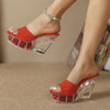 Women Summer 10cm Wedge High Heels Crystal Bottom Sandals Party Dance Shoes, Size: 41(Red)