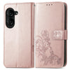 For ASUS Zenfone 10 Four-leaf Clasp Embossed Buckle Leather Phone Case(Rose Gold)