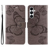 For Samsung Galaxy A26 5G Global 3D Butterfly Embossed Pattern Flip Leather Phone Case(Grey)