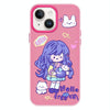 For iPhone 14 Skin Feeling Jelly TPU Hybrid PC Phone Case(Purple Hair Girl Rose Red)