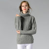Women High Neck Knitted Sweater Long Sleeve Stranded Flower Bottoming Sweater, Size: XL(Gray)