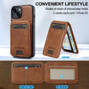 For iPhone 13 mini LC.IMEEKE L3 Series Detachable RFID Card Bag Magsafe Phone Case(Brown)