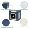 Foldable Pet Kennel & Storage Stool, Navy, Cat/Dog Bed with Scratcher