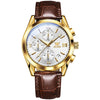 OLEVS 2872 Men Three Eyes Six Needles Chronograph Waterproof Quartz Watch(White + Gold)