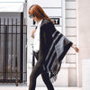 Autumn and Winter Ladies Hooded Warm Thick Tassel Cloak Shawl Scarf Dual-use, Width:65cm(Black)