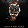 FNGEEN 5606 Men Luminous Casual Quartz Watch(Brown Leather Rose Shell White Surface)