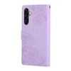 For Samsung Galaxy A26 5G Rose Flower Embossed 3-Card Slots Leather Phone Case(Purple)