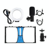 PULUZ 3 in 1 Vlogging Live Broadcast Smartphone Video Rig + Microphone +  4.7 inch 12cm Ring LED Selfie Light Kits with Cold Shoe Tripod Head for iPhone, Galaxy, Huawei, Xiaomi, HTC, LG, Google, and Other Smartphones(Blue)