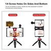 PULUZ 4 in 1 Vlogging Live Broadcast LED Selfie Light Smartphone Video Rig Kits with Microphone + Tripod Mount + Cold Shoe Tripod Head for iPhone, Galaxy, Huawei, Xiaomi, HTC, LG, Google, and Other Smartphones(Red)
