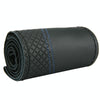 38cm Cowhide Embossed Hand-Stitched Double-Line Steering Wheel Cover(Black Blue Line)