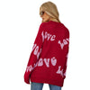 Women Round Neck Knitted Sweater Letters Jacquard Pullover Sweater, Size: L(Black)